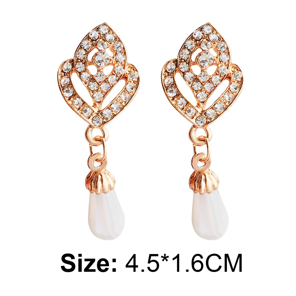 Khuyên tai hình giọt nước đính đá và ngọc trai giả thanh lịch dành cho nữ
