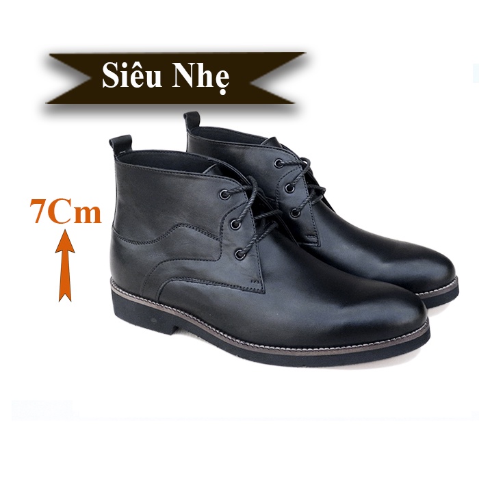 GIÀY BOOTS NAM SIÊU NHẸ T&TRA TĂNG CAO 7CM – S1078 ĐEN- DA BÒ THẬT 100% | BigBuy360 - bigbuy360.vn