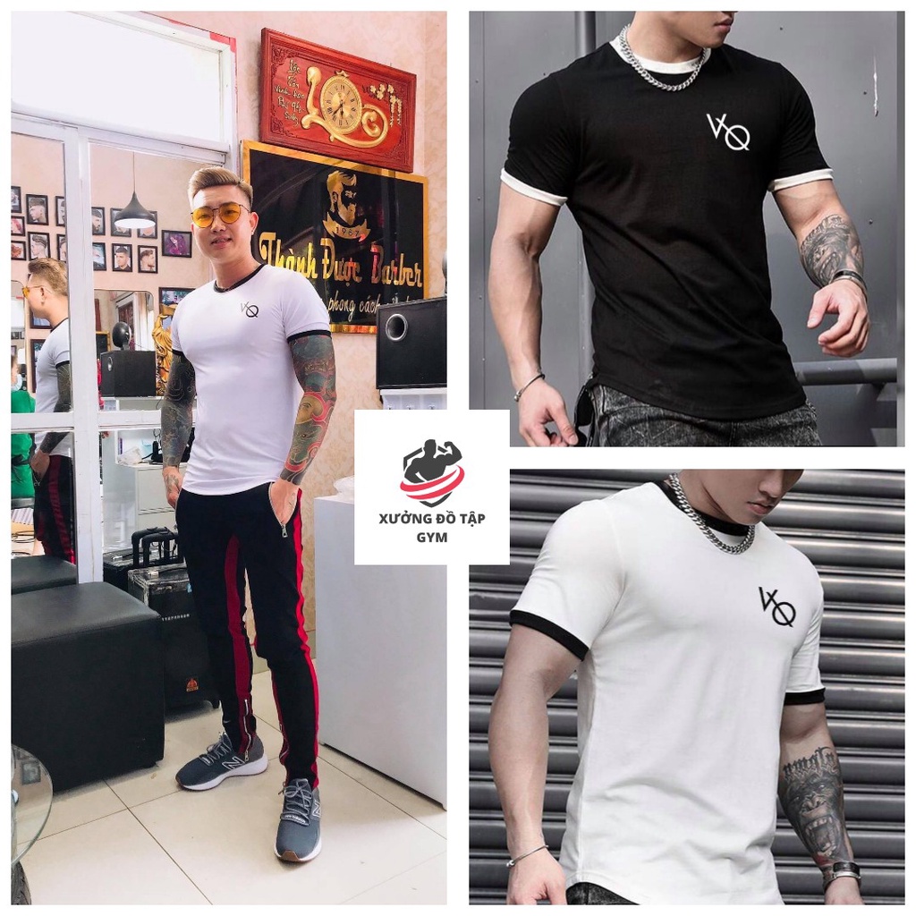 COMBO 2 Áo LONG TEE Thể Thao Nam VQ Sport thun lạnh tập gym cổ tròn ngắn tay vải thoáng mát co giãn chuẩn form Nam Tính