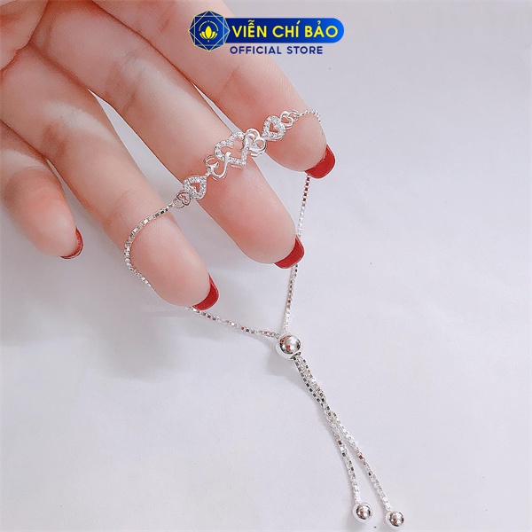 Lắc tay bạc nữ họa tiết Sweet Love chất liệu bạc S925 trẻ trung nữ tính thương hiệu Viễn Chí Bảo L400059
