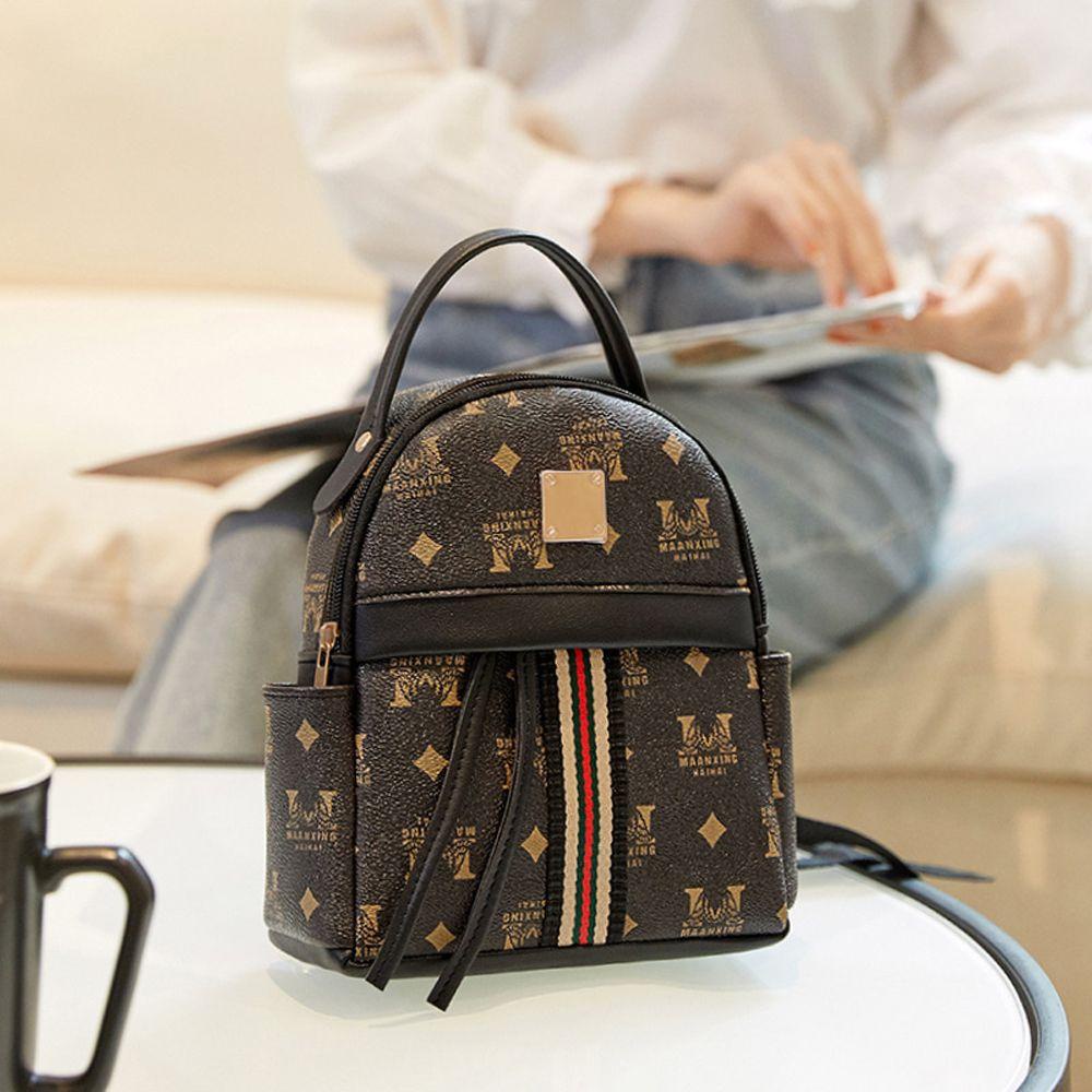 Balo Da PU Mini Họa Tiết Kẻ Sọc Thời Trang Sang Trọng Cho Nữ