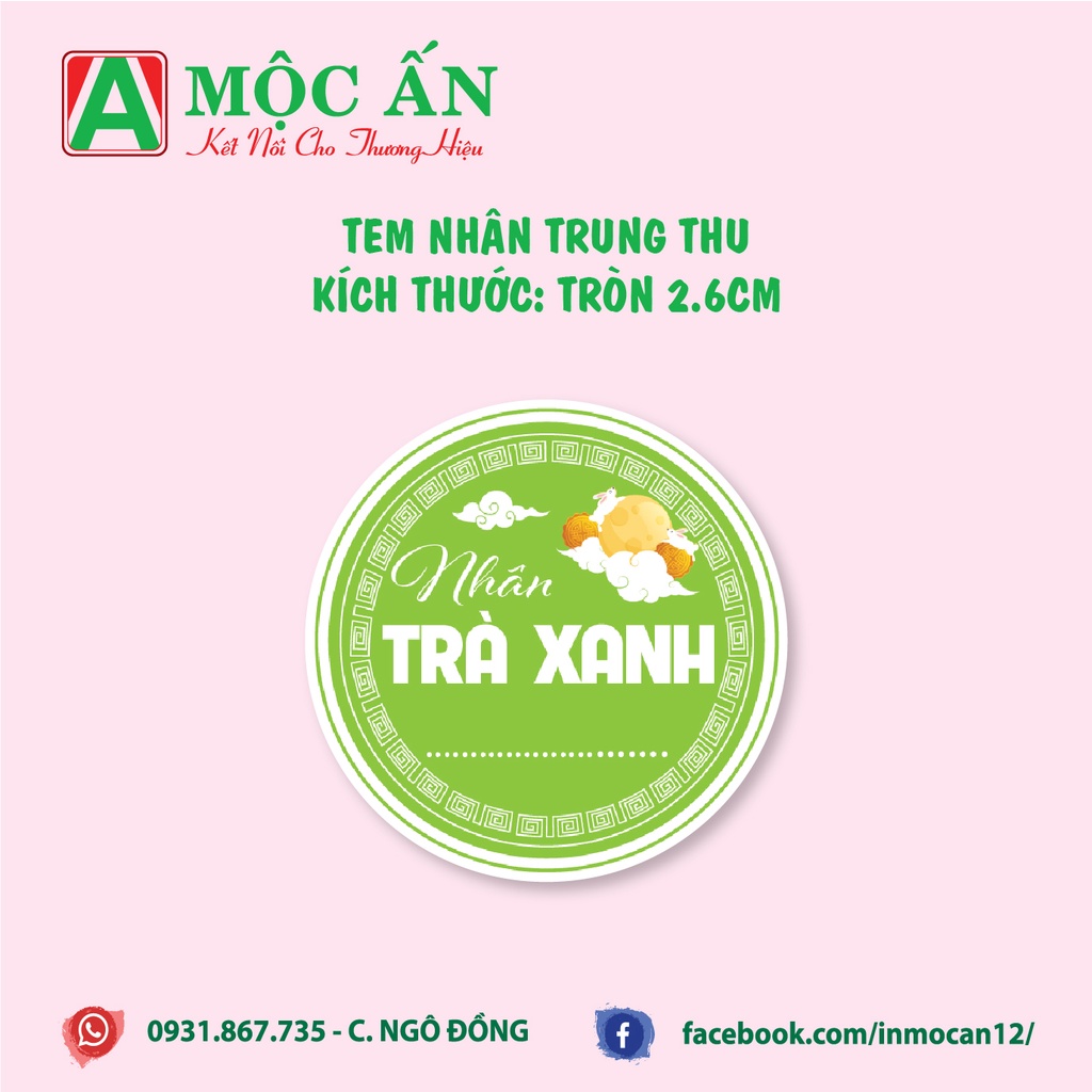 Tem Dán, Nhãn Dán Nhân Trung Thu - Hàng Sẵn,  Mẫu Tròn 2,5 cm, Cán Bóng Đẹp