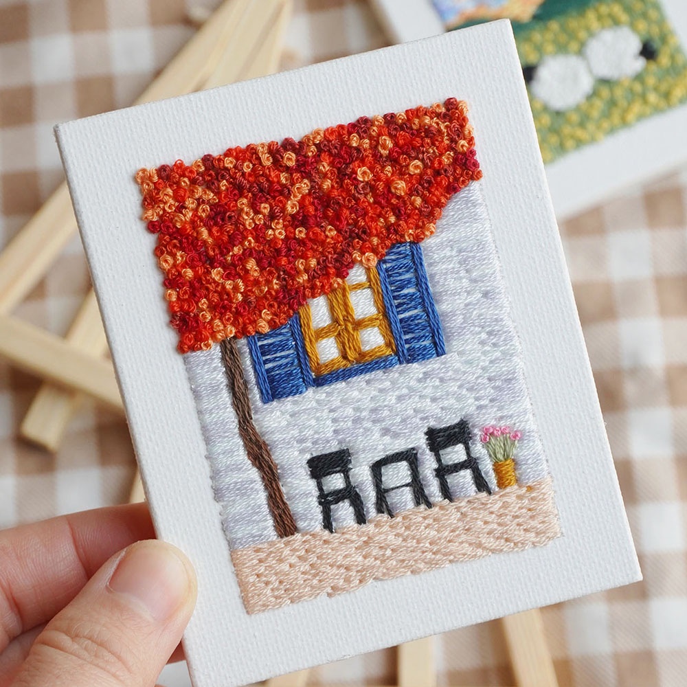 Tranh thêu sẵn mini 8x10cm xinh xắn trang trí phòng, làm quà tặng
