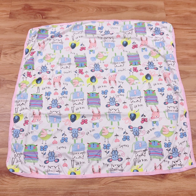 Chăn hè cotton có mũ cho bé 72x72cm(đc chọn màu)