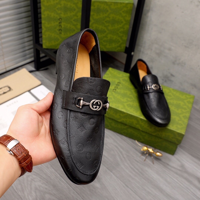 Giày tây lười mũi bo tròn da nhập khẩu cao cấp Gucci GC giày công sở nam
