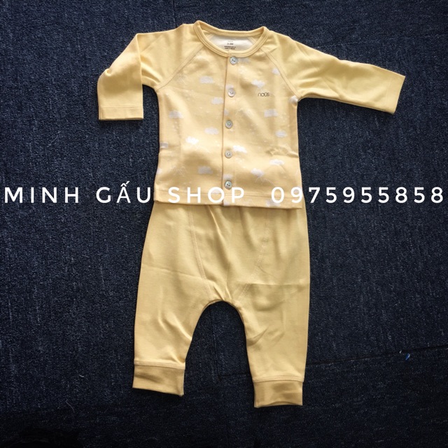 Bộ Nous cài thẳng vân mây xanh/hồng/trắng