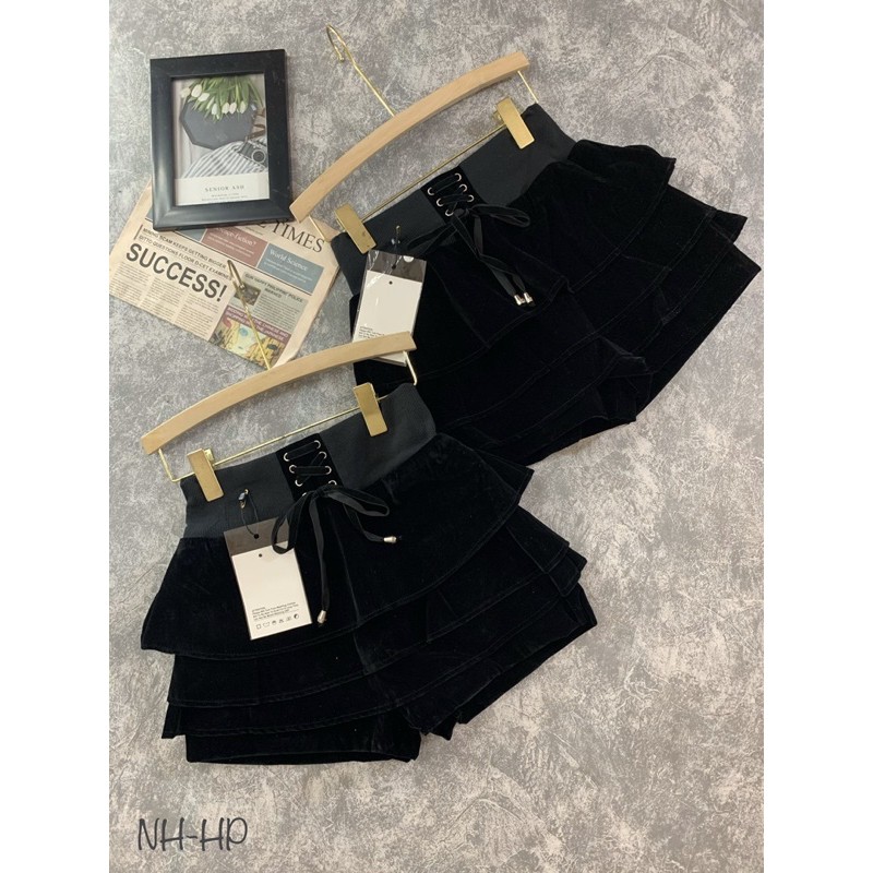 QUẦN SOOC NHUNG 3 TẦNG GIẢ VÁY BUỘC DÂY