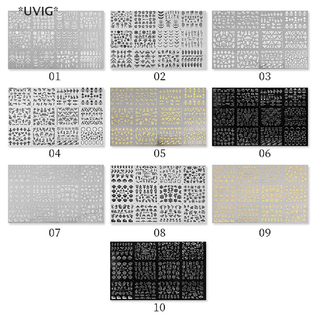 [[UVIG]] 3D Nail Stickers Gold Flower Leaf Lace Design manicure decals butterfly Nail Art [Hot Sell]