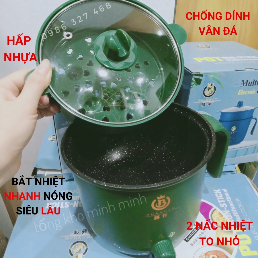 [Hàng Đẹp- Loại 1] Nồi Nấu Mì,Nồi Lẩu Mini Đa Năng 2 tầng Hàn Quốc- Vân Đá Siêu Chống Dính Kèm Hấp