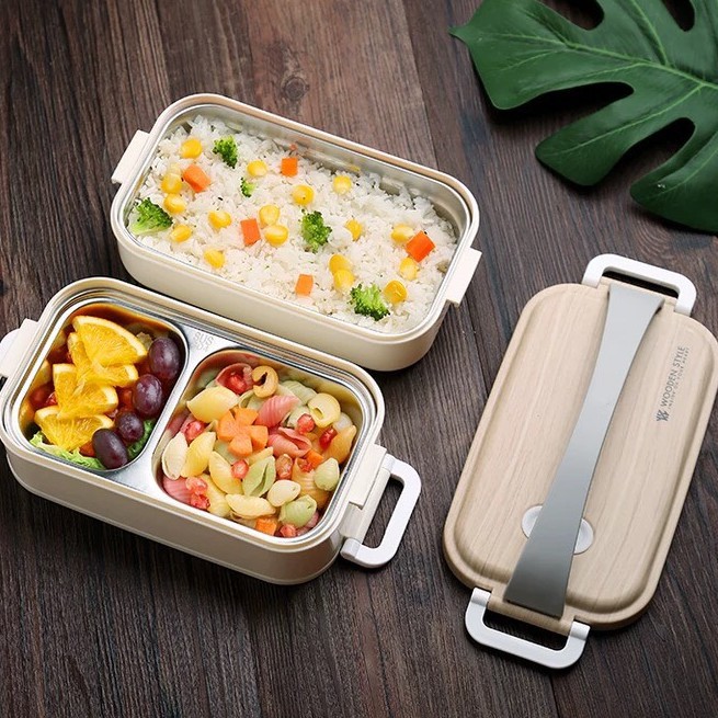 Hộp Cơm 2 Tầng Ruột Inox Hộp Cơm Văn Phòng 2 Tầng Tiện Lợi