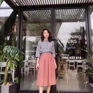 chân váy xếp ly xòe