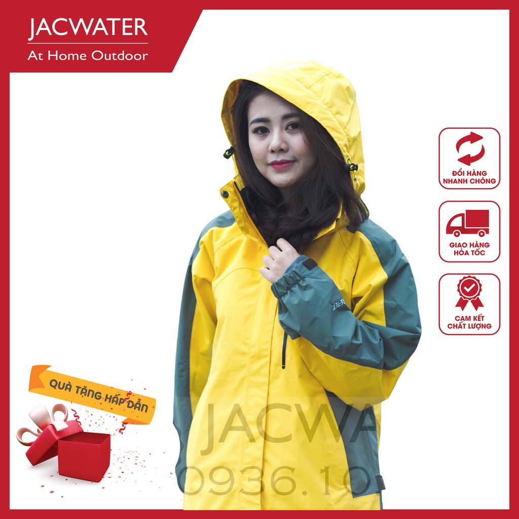 Áo khoác gió nam nữ 2 lớp MÀU VÀNG size châu á, phối màu JACWATER C350_1