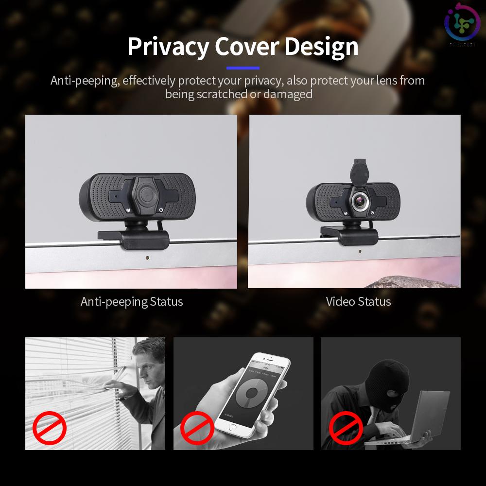 1080P Webcam High Definition USB Web Camera with Privacy Cover Noise Isolating Microphone for Laptop/Desktop Computer