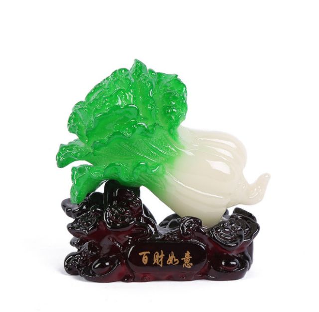 Mẫu mới. bắp cải phong thủy màu xanh lá - chất liệu đá - 10cm x 11cm x 5cm - dùng trang trí nhà , hàng đẹp y hình