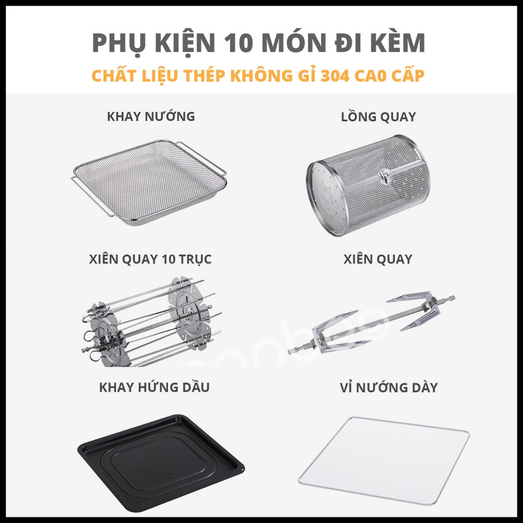 Nồi chiên không dầu SnapBee QUEEN RF15 - 16 Chức Năng - Dung Tích 15L - Công Suất thực 1700W - Thương Hiệu Mỹ