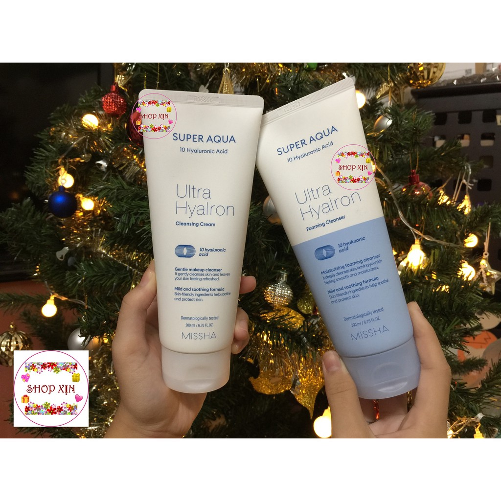 [GIÁ RẺ] COMBO SỮA RỬA MẶT + KEM TẨY TRANG MISSHA SUPER AQUA ULTRA HYALRON FOAMING CLEANSER 200ml và CREAM 200ml