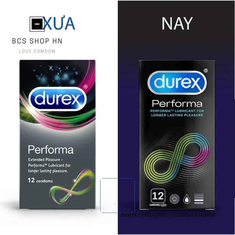 Bao cao su durex performa kéo dài cuộc yêu chống xuất tinh sớm hộp 12c