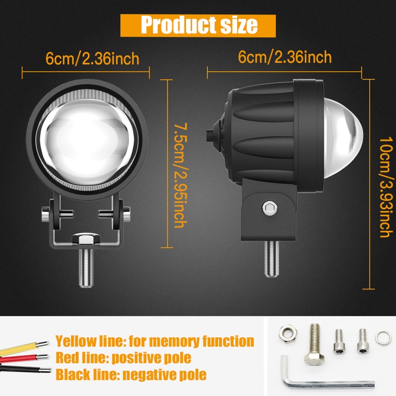 Bộ 2 Đèn LED Sương Mù DRL 60W 6000K Chuyên Dụng Cho Xe Mô Tô