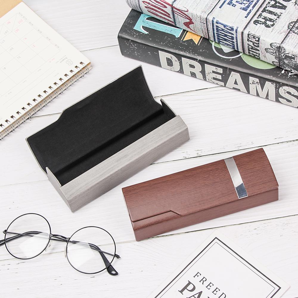 Hộp Đựng Bảo Vệ Mắt Kính Hình Chữ Nhật Vân Gỗ Thời Trang