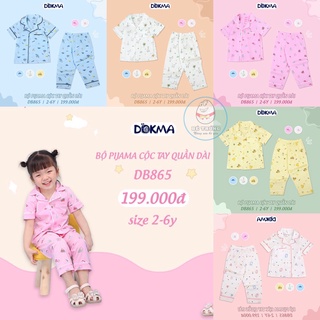 SALE DB865 Bộ pijama cho bé cộc tay quần dài cotton Dokma 2-6T