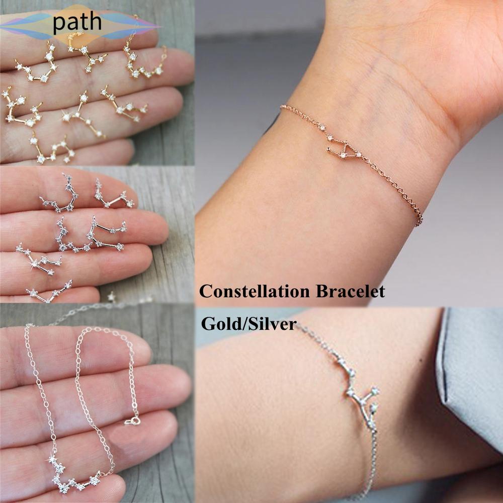 PATH New|Zodiac Pendant Adjustable Guardian Star Wristbands Constellation Bracelet Friendship Gift Jewelry Cubic Zirconia Diamonds Best Birthday Gift Horoscope Astrology/Multicolor