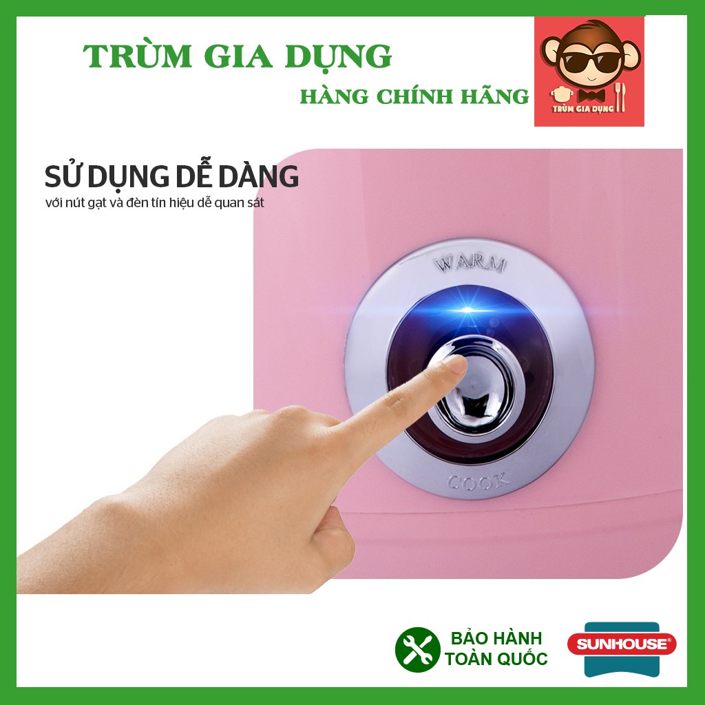 Nồi cơm điện 1,8L Sunhouse Happytime HTD8522, Nồi cơm điện Sunhouse 1,8L, bảo hành toàn quốc 12 tháng.