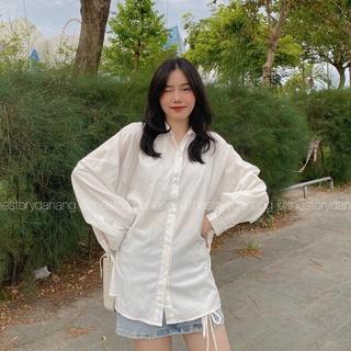 Áo sơ mi nữ trắng form thường oversize [STORY] A2106 (ảnh thật)