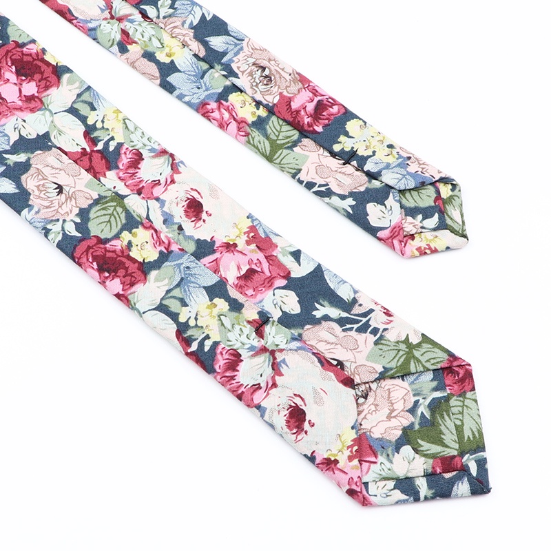 Cà Vạt Bản Nhỏ 6cm Họa Tiết Hoa Vintage Bằng Cotton Cho Nam