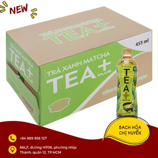 Thùng 4 lốc (24 chai) trà xanh matcha Tea Plus 455ml