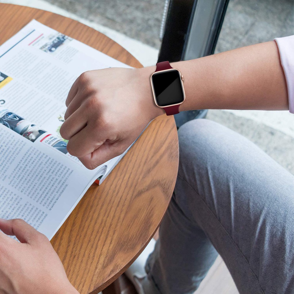 Dây đeo thay thế unisex bằng silicon mềm mỏng cho Apple Watch 38mm/40mm/41mm 42mm/44mm/45mm/24/22/20/18mm iWatch Series 6/5/4/3/2/1