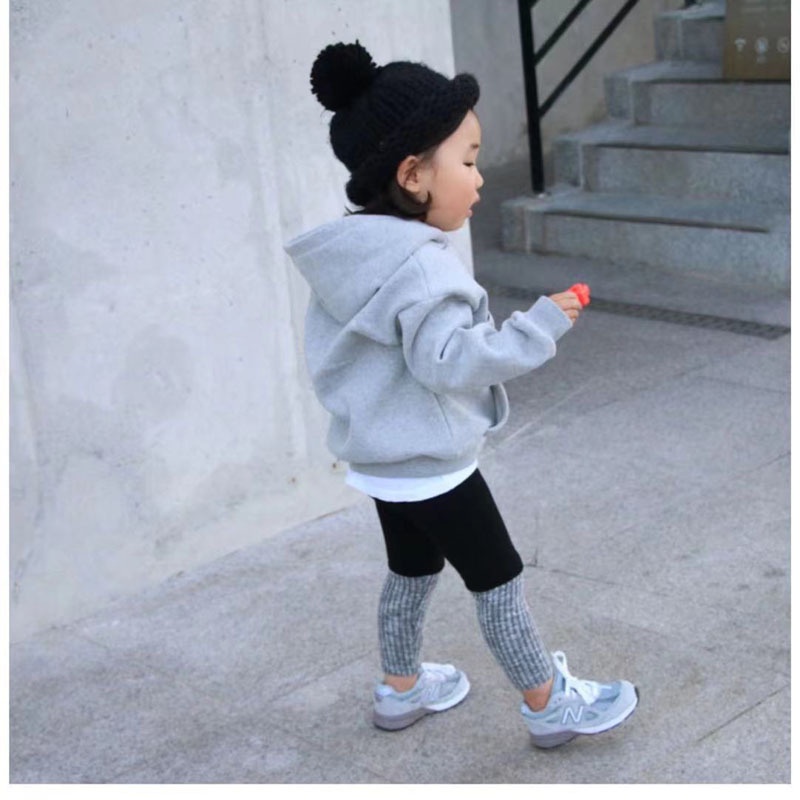 Áo hoodie lông cừu dày trơn màu kiểu phương tây dành cho bé d9zw