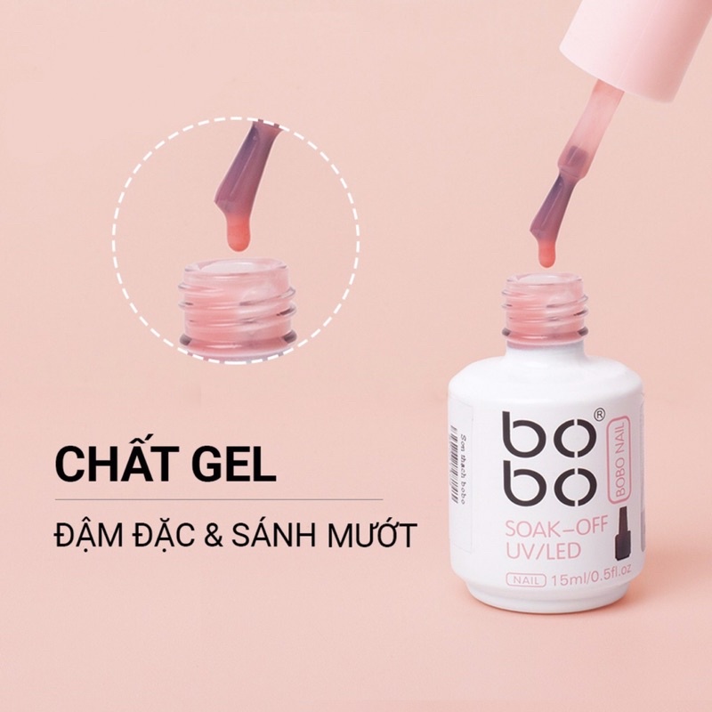Sơn gel thạch BoBo chính hãng chất đậm đặc, bám móng, lên màu chuẩn 15ml