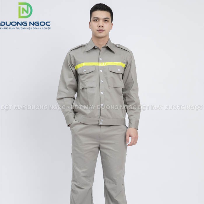 Quần Áo Bảo Hộ Lao Động Vải Kaki thoáng mát và may kèm phản quang- DN03
