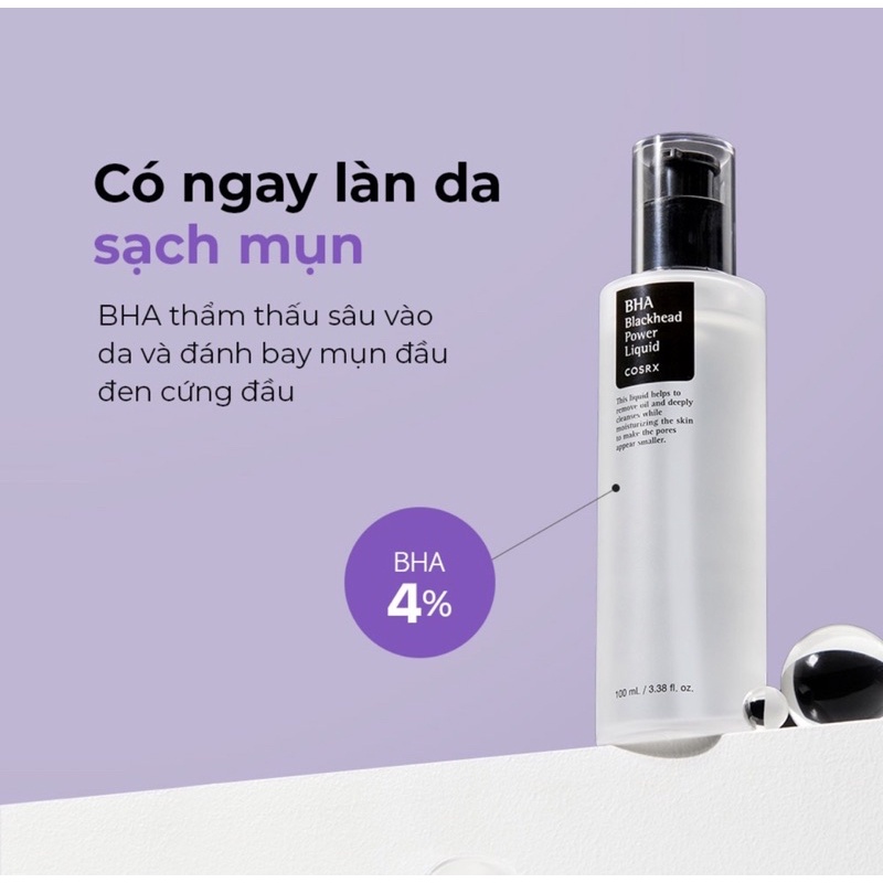 Nước cân bằng COSRX BHA hỗ trợ làm giảm mụn đầu đen dung tích 50ml/ 100ml