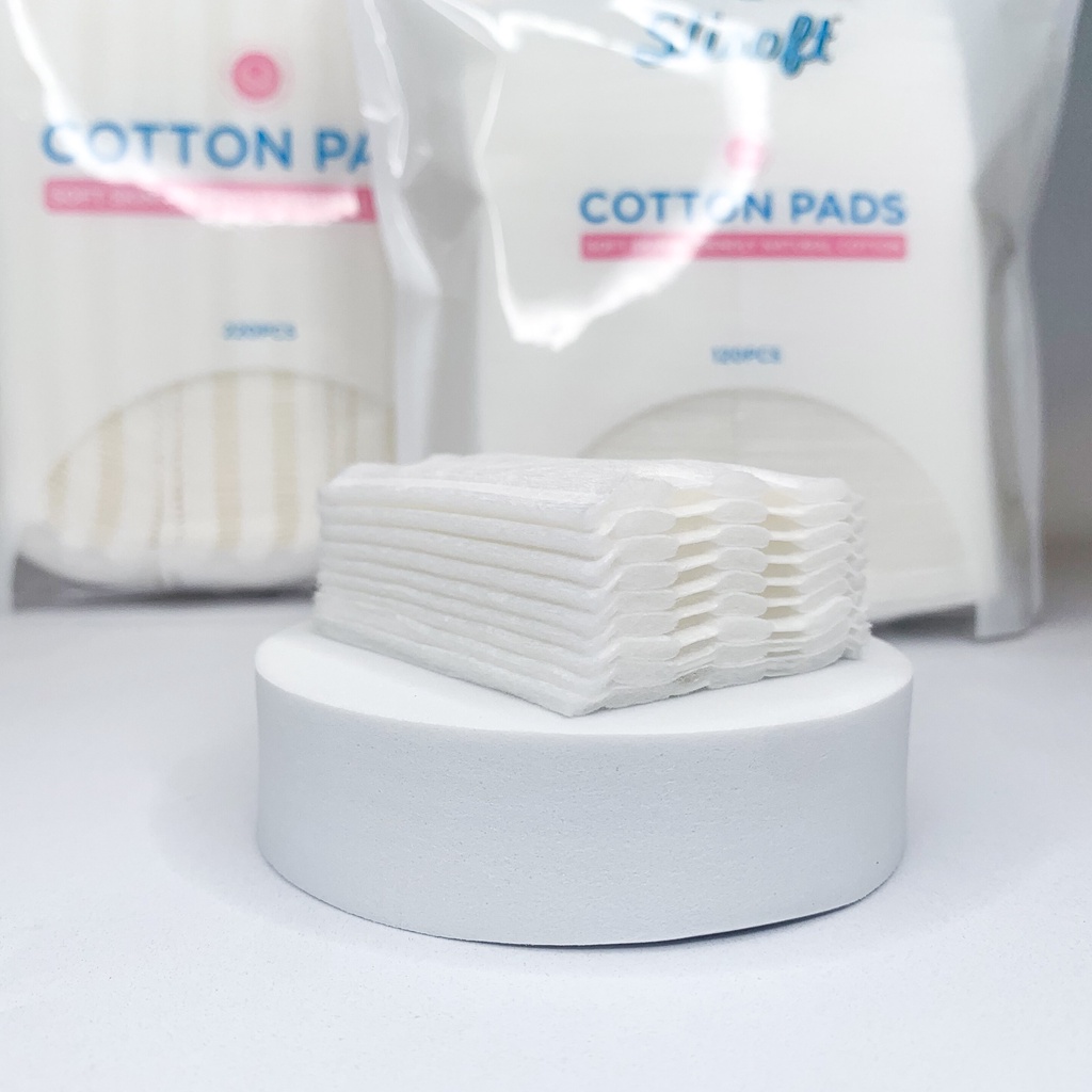 Combo 3 Bông tẩy trang  Slisoft 220 miếng làm từ bông tự nhiên, mềm, mịn, dai an toàn cho mọi loại da.