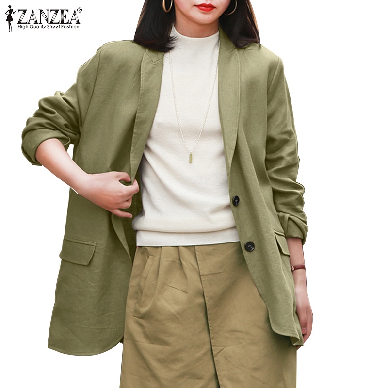 Áo khoác nữ ZANZEA dài tay cổ bẻ thiết kế thời trang thường ngày
