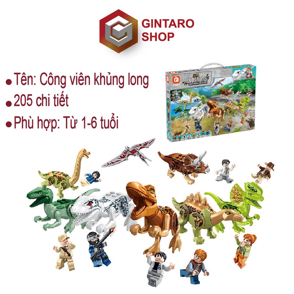 Bộ Lego công viên khủng long 205 chi tiết , Khủng long bạo chúa cho bé thỏa sức sáng tạo và phát triển tư duy khi chơi