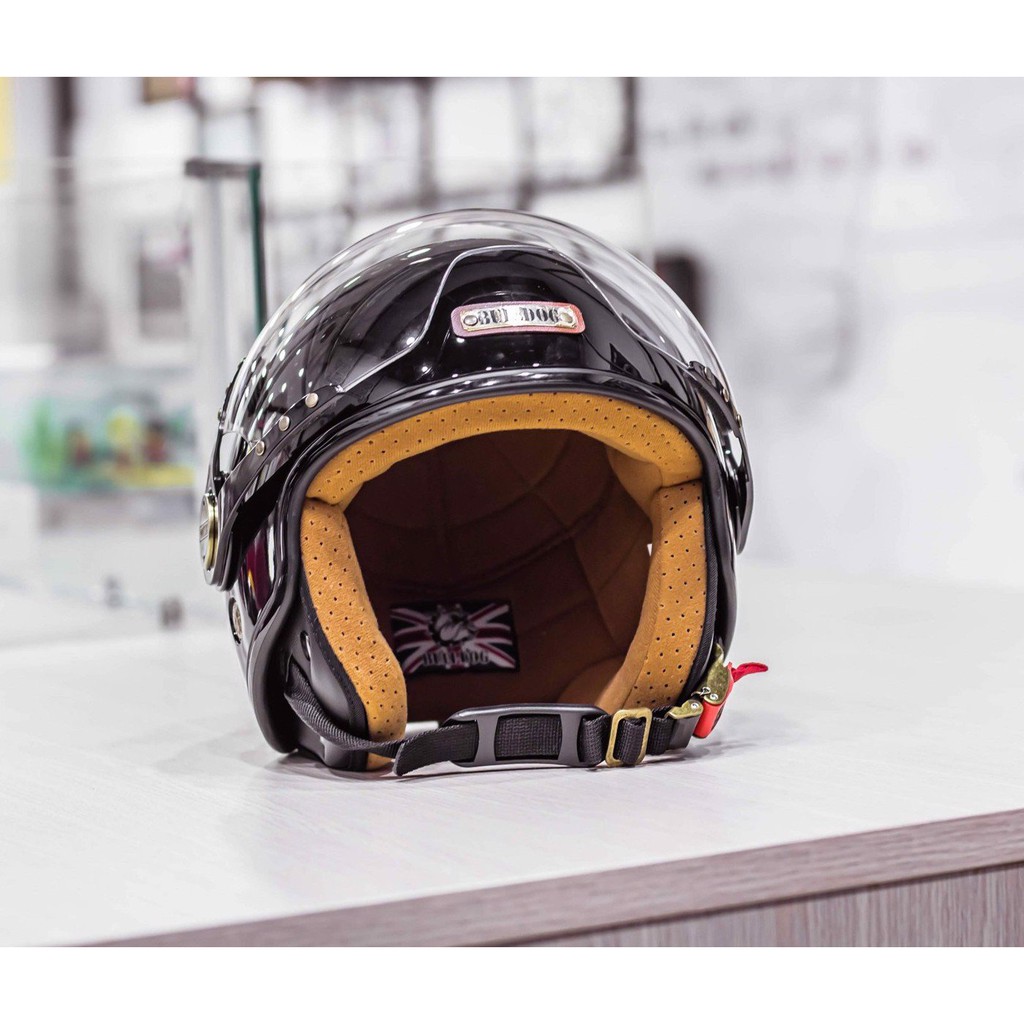 Mũ bảo hiểm Bulldog POM đen bóng kính lửng