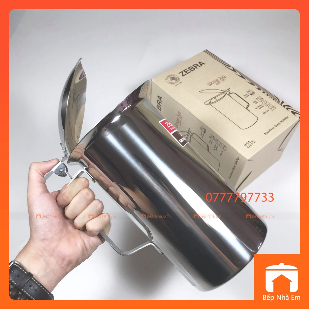 Ca Rót Nước Inox 304 ZEBRA Có Nắp 1.5L và 1.9L Cao Cấp  - 115014_115012. Nhập Khẩu Thái Lan