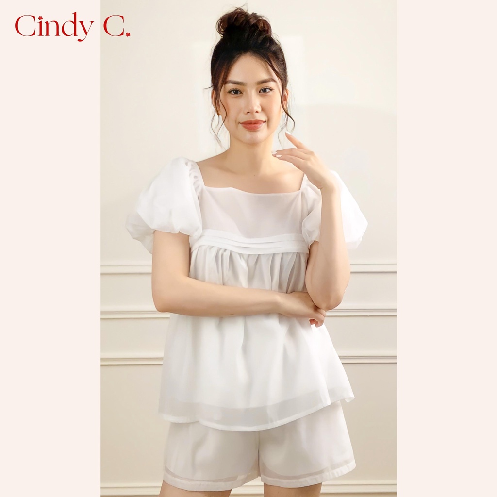 Set cộc tay Jumpsuit Paulima CINDY C chất liệu Organza thiết kế điệu đà nữ tính 22532