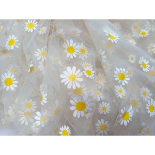 vải lưới hoa cúc, chấm bi và nhiều mẫu may scrunchies