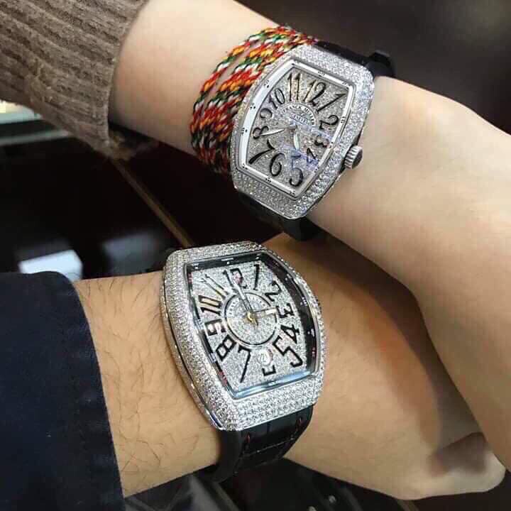 Đồng hồ Nữ Franck Muller mặt đá cao cấp chạy pin máy Nhật size 32mm dây cao su