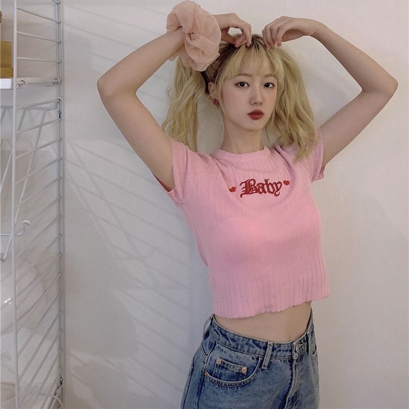 Áo Thun Nữ Tay Ngắn Thêu Chữ Phong Cách Hàn Quốc 2020 | BigBuy360 - bigbuy360.vn