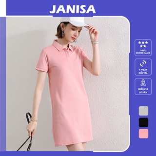 Đầm polo nữ body tay ngắn suông có cổ thun cotton JANISA VD02