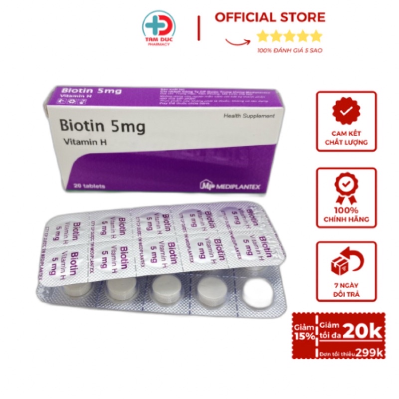 Biotin – Bổ sung vitamin H , vitamin B5 cải thiện giúp tóc mọc nhanh, dày và móng khỏe, giảm rung