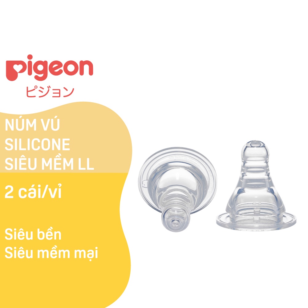 Núm vú cổ hẹp silicone siêu mềm Pigeon (2 cái/vỉ)