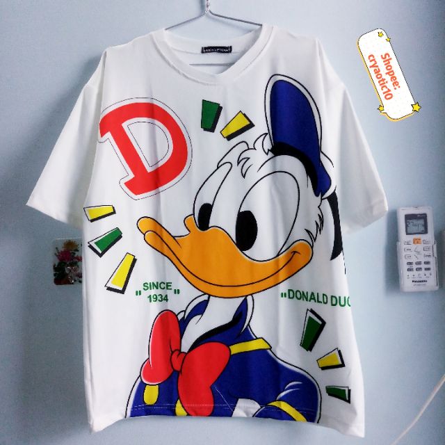 Set áo 3D vịt Donald + quần short/ quần dài vịt vàng cartoon unisex