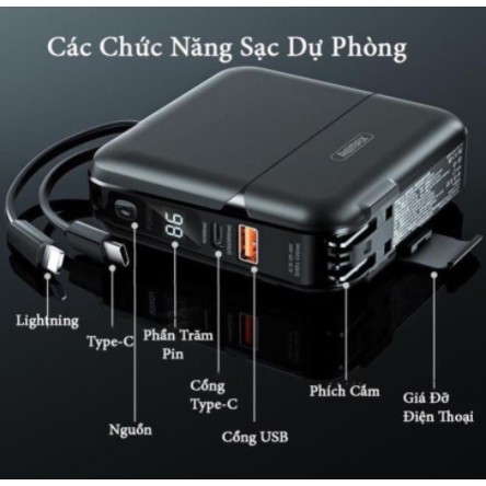 Sạc dự phòng remax RPP-20 dung lượng 15.000mAh - Cốc sạc kiêm pin dự phòng hỗ trợ sạc nhanh 18w cắm điện