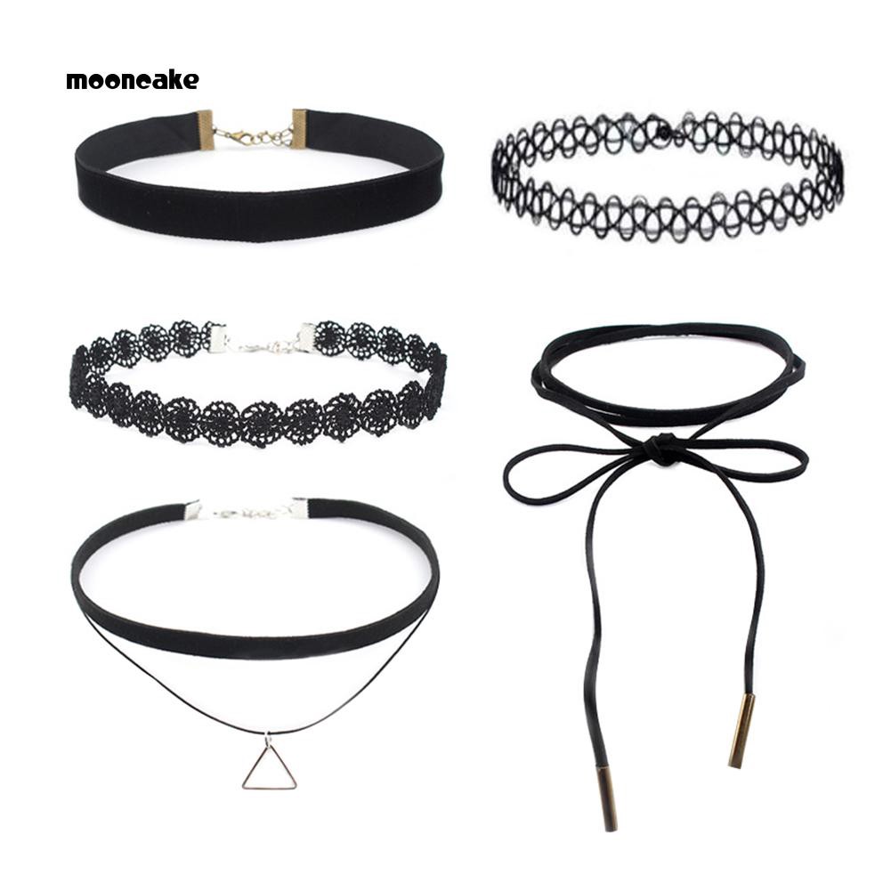 Set 5 vòng cổ choker bằng ren phong cách cổ điển dành cho nữ