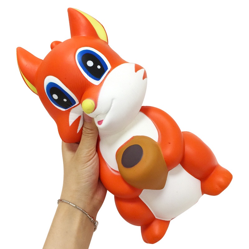 Squishy CON CÁO MÀU CAM Cầm Lọ Mật Ong Đẹp Đại Khổng Lồ Chính Hãng